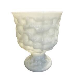 Vintage E O Brody Co‎ Milk Glass Crinkled Pedestal Planter Vase Goblet M3000